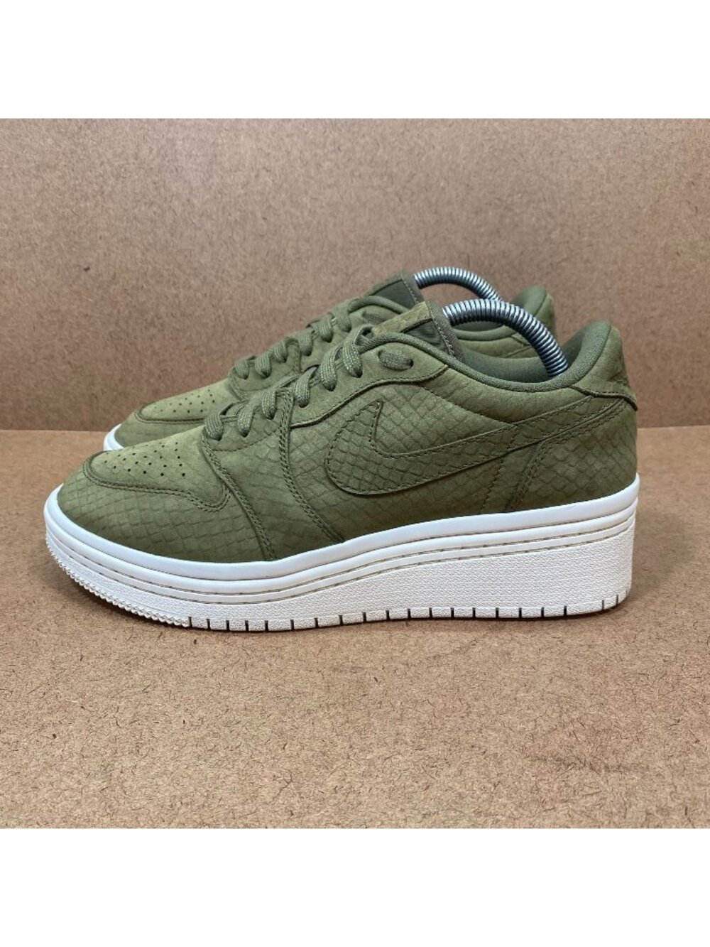 Air Jordan 1 Low Lifted  Olive Canvas Textured Sneakers Womens Size 10 Casual
